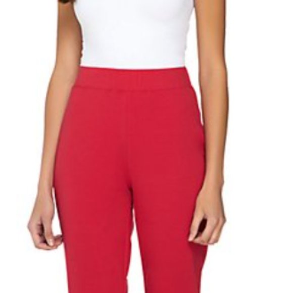 NEW Susan Graver Weekend French Terry  Pull-On Crop Pants Red XL - Picture 2 of 16